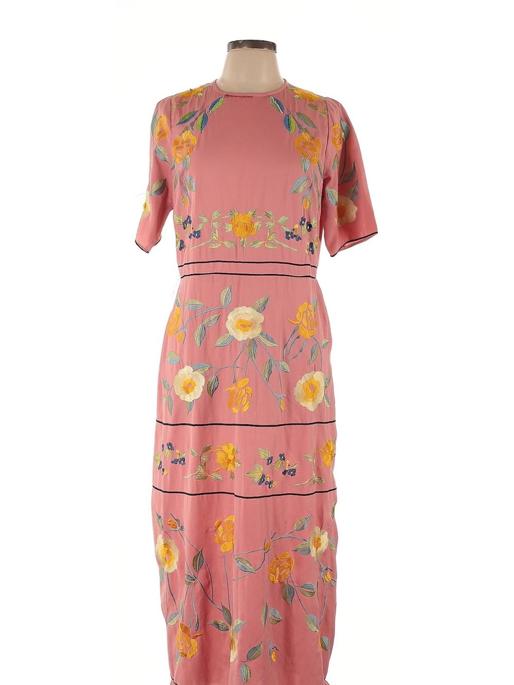 ASOS Floral Embroidered Pink Midi Dress